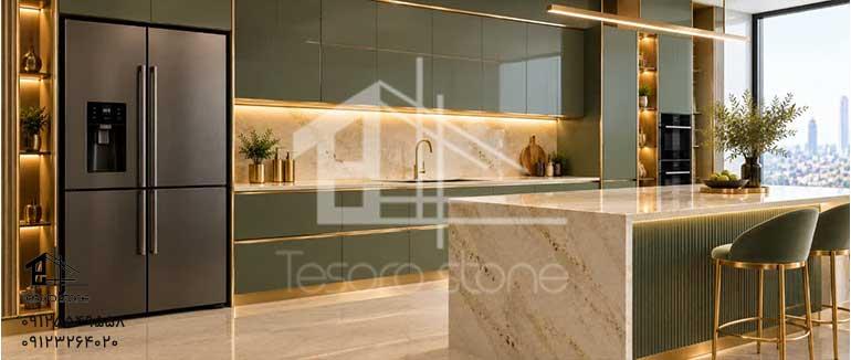 سنگ کابینت چالوس | راهنمای خرید، قیمت و اجرای صفحه کابینت سنگی | تسورو استون 09125549558
