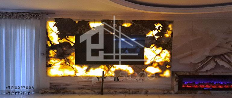 ۱۰ طرح خیره‌کننده سنگ اسلب پشت تلویزیون (TV Wall) + قیمت | 09125549558