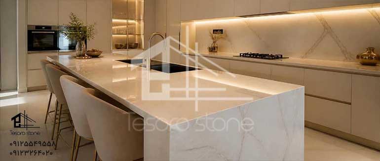 سنگ کابینت متل قو؛ راهنمای جامع انتخاب، خرید و اجرای سنگ لوکس کابینت در ویلاهای مدرن | تسورو استون 09125549558